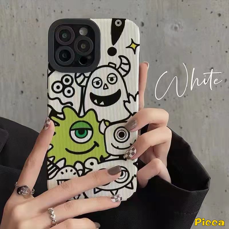 IPHONE Casing Universitas Monster Indah Gaya Korea Kompatibel Untuk Iphone7 8 Plus12 11 13 14 Pro MAX XR X XS MAX 7Plus Tekstur Kulit Monster Kecil Lucu Shockproof Cover