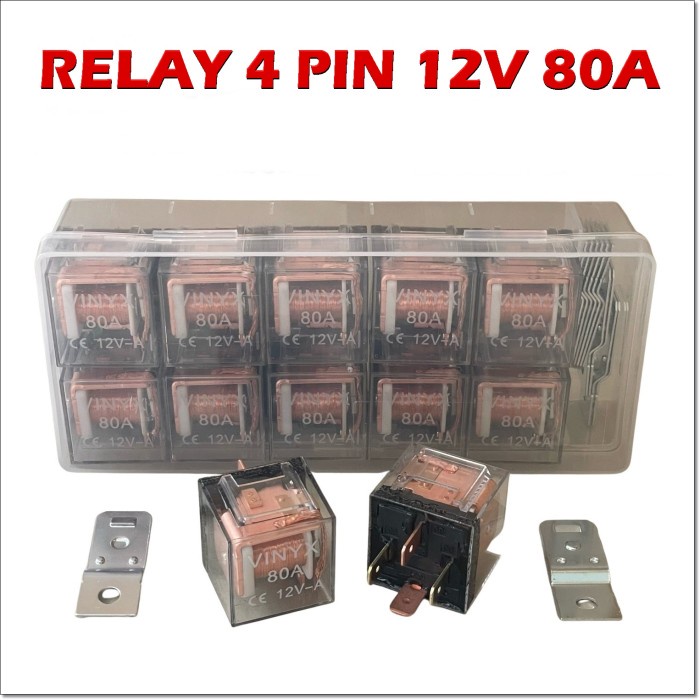 Relay Rilay Rilai Klakson Kelakson Lampu Tembak Sorot LED Alarm Mobil Motor 4 Pin Kaki 80A 12V Horn