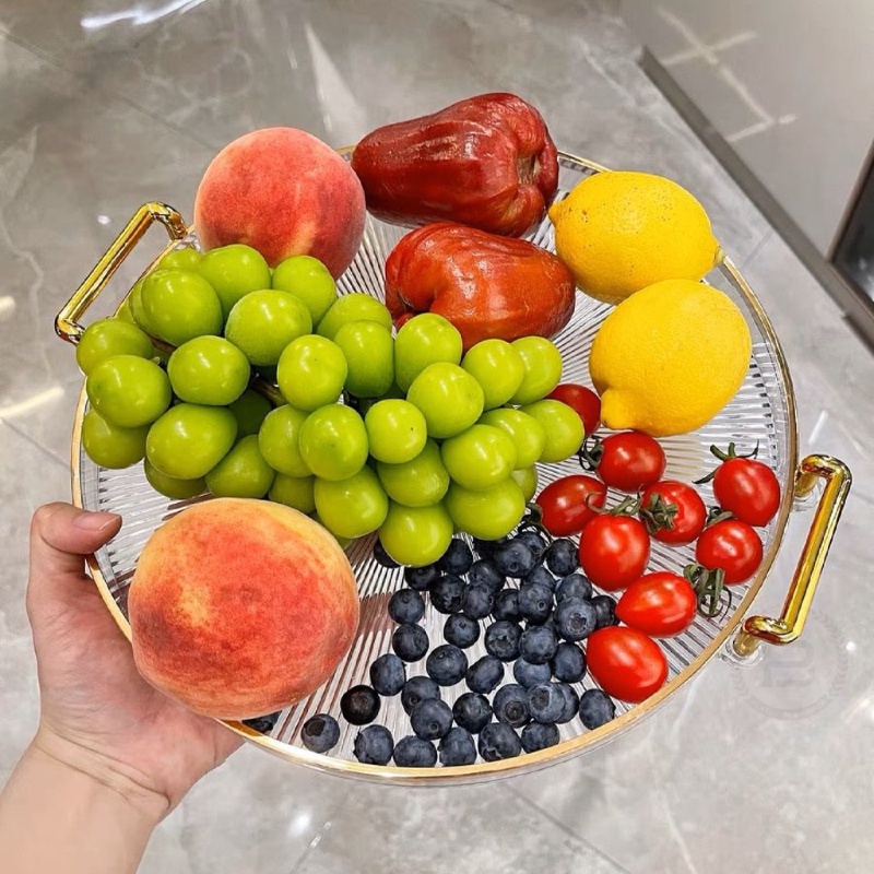 【COD】Nordic Luxury Tray/Dekorasi Nampan Tray Mewah/Luxury Tray/Nampan Dengan Pegangan Handle Gold/Snack Fruit Tray