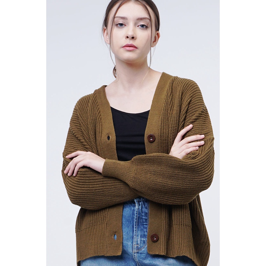 Logo Jeans Cardigan Wanita Deena Brown 64031L3BW