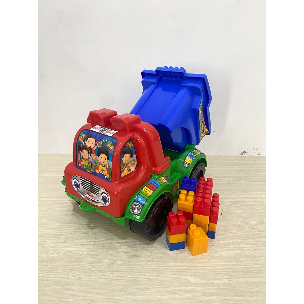 Mainan Anak Truck + Balok Lego / Truk Angkut Pasir Tanah