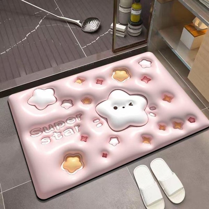 Keset 3D Motif Timbul / Keset Kaki 3D Karakter Anti Slip Mudah Menyerap Air Keset Kamar Mandi
