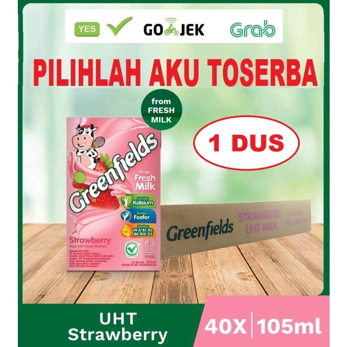 Susu Greenfields STRAWBERRY MINI 105 ml - (HARGA 1 DUS ISI 40 pcs)