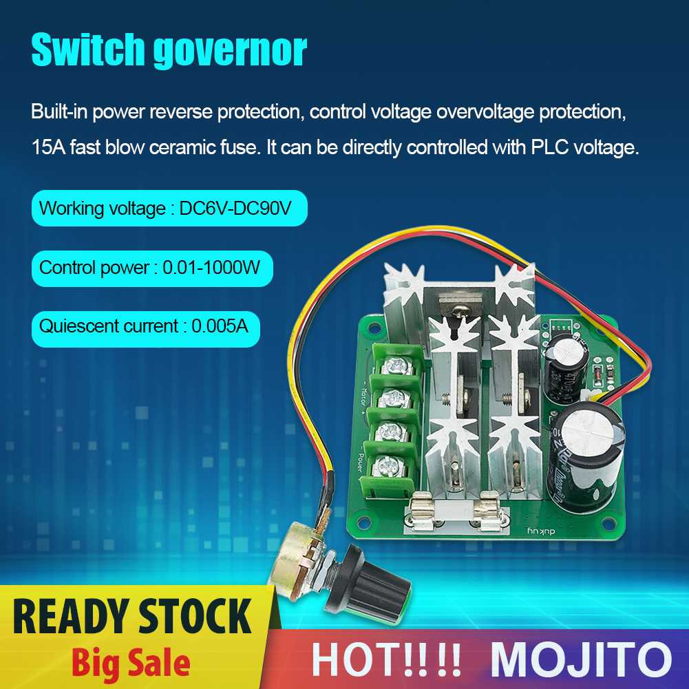 Modul Penggerak Gubernur Saklar DC6V-90V Torsi Besar 15A Motor Speed Controller