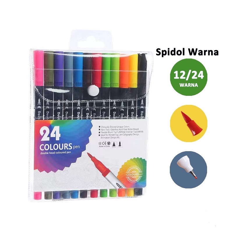 

Watercolor Marker Pen Spidol Warna Brush Pen 12/24 Warna