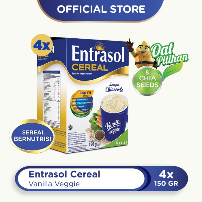 

Promo Terjangkau ~ 4 Pack Entrasol CEREAL VANILLA VEGGIE (5 Sachet @30gr)