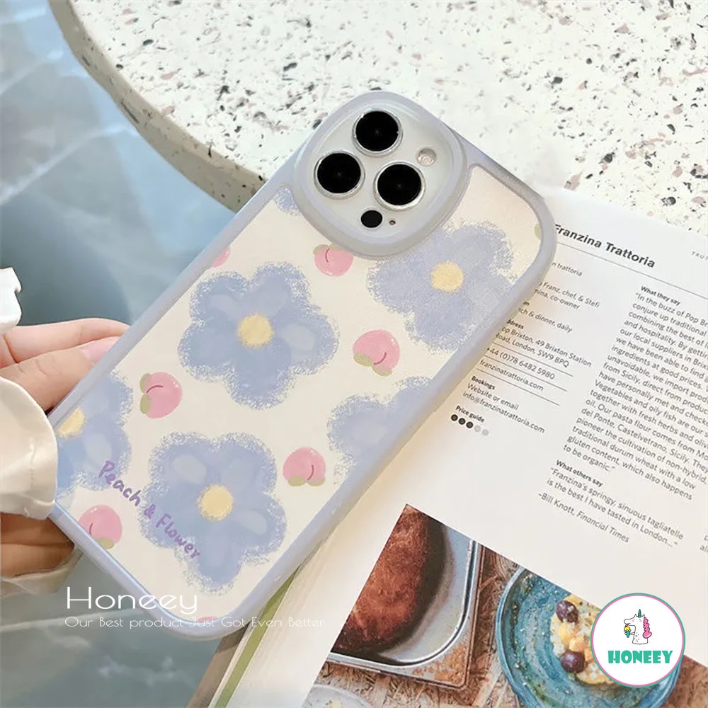 IPHONE Fashion Biru Musim Panas Floral Phone Case Untuk Iphone14 13 11 12 Pro Max Xs7 8 Plus X XR Round Edge Cute Flower Lembut Silicon Shockproof Cover