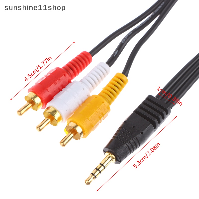 Sho 3.5mm Male Jack Plug Stereo To 3kabel RCA Kualitas Tinggi Audio Video AV Konektor Kabel Headphone Aux Adapter Cord Audio N