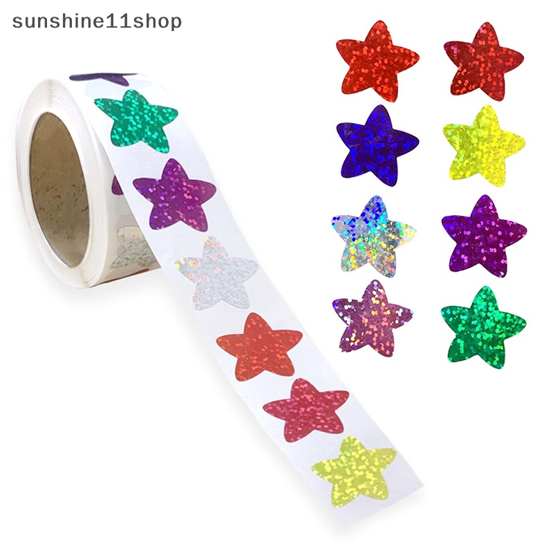 Sho 500PCS /Roll Stiker Bintang Warna-Warni Untuk Anak-Anak Reward Kelas Sekolah Perekat Horaphic Star Stiker Untuk Guru Orang Tua DIY Craft N