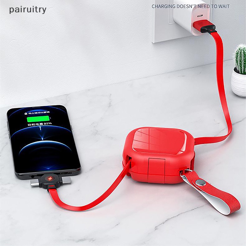 Prt 3-in-1 Kreatif Multi-Fungsional USB Kabel Pengisian Cepat Kualitas Tinggi Ditarik Dapat Dilipat Portabel Penyimpanan Charger Kabel Data PRT
