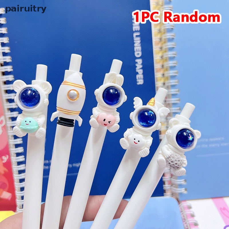 Prt Random Lucu Gel Pen Kawaii Astronot 0.5m Hitam Gel Ink Pen Alat Tulis Sekolah PRT