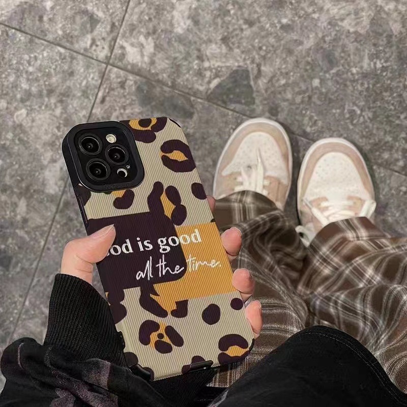 Lamb Skin Pretty Brown Leopard Print English Soft Case IPhone 6S 7 Plus 8 Plus X XS XR XS Max 11 13 12 14 PRO Max 14 Plus 12 13 MINI SE Phone Case Girl Women's Fashion