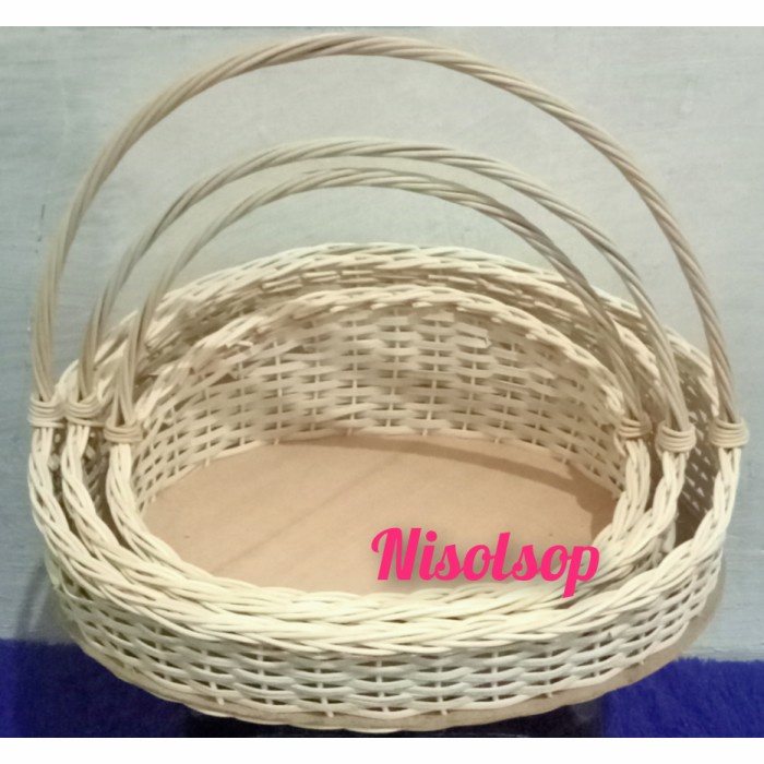 

keranjang parsel buah/bunga sandar polos tangkai 1 set - Putih