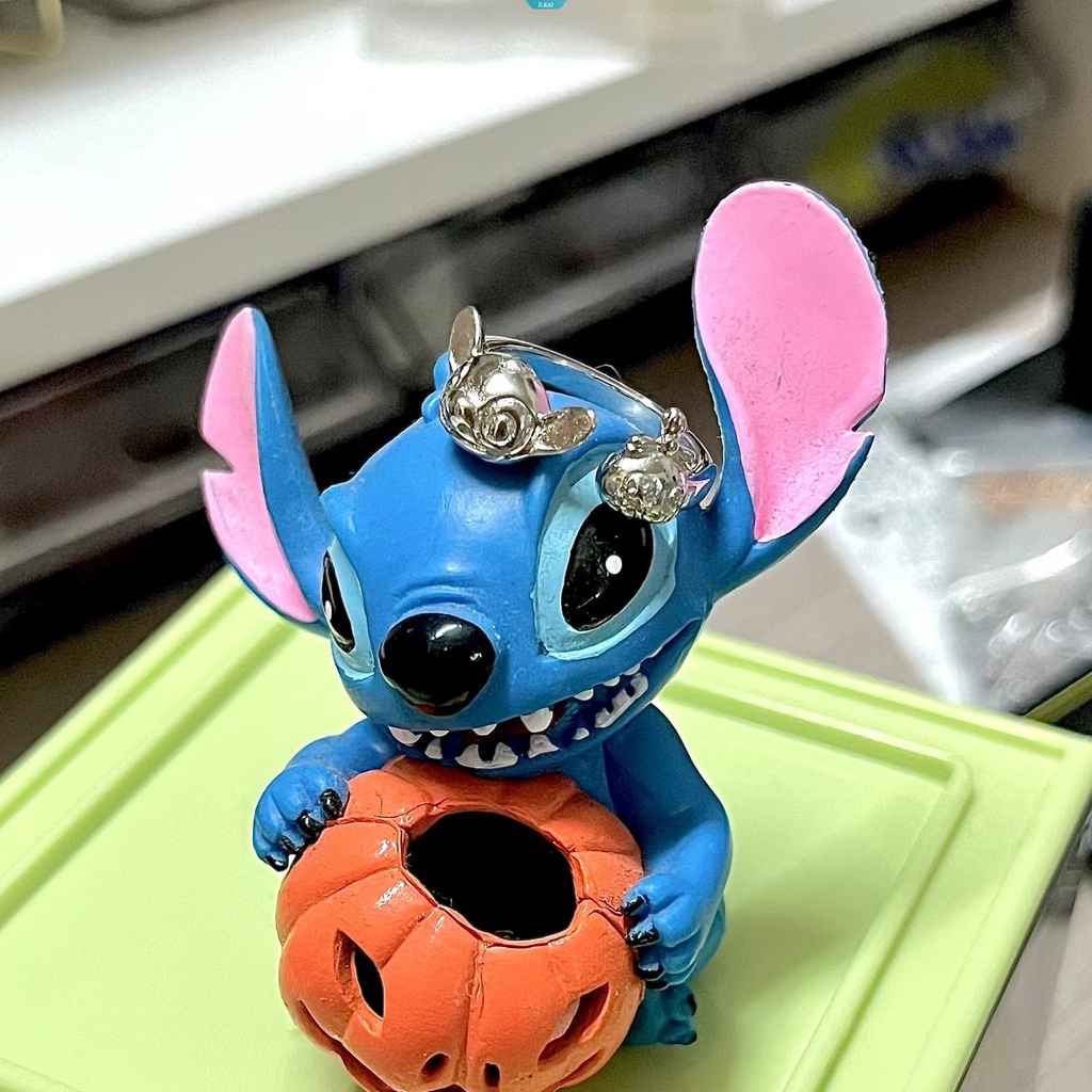 Cincin Fashion Elegan Dapat Disesuaikan Kreatif Kartun Aksesoris Merancang Cincin Halus Stitch Akin Stitch Cincin Pasangan Pria Dan Wanita [ZK]
