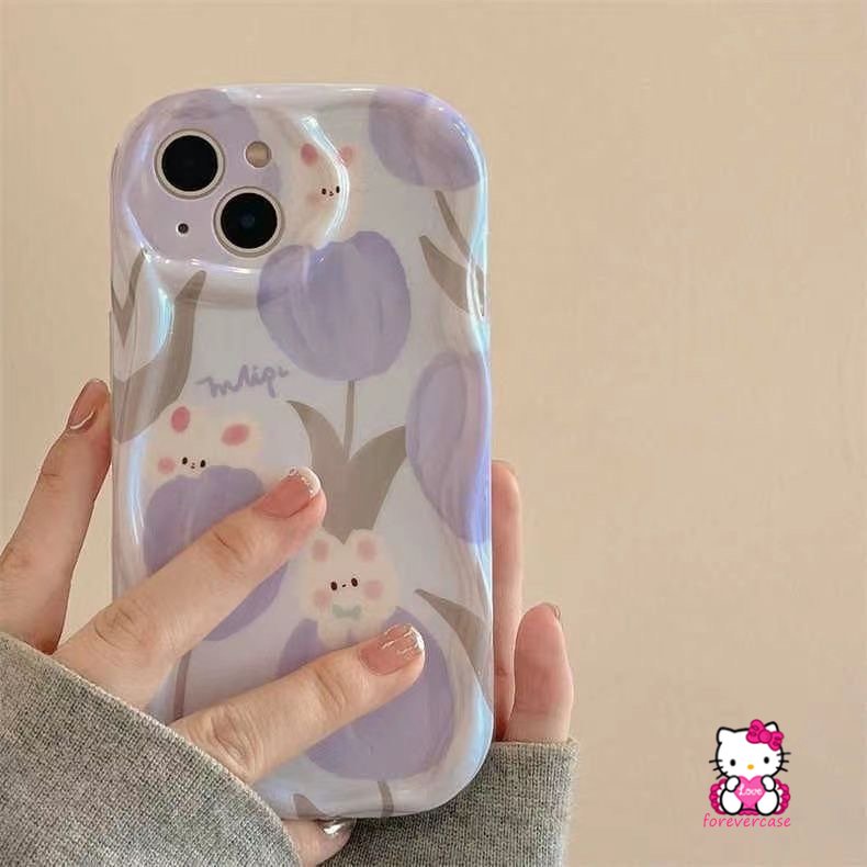 Casing 3D Wavy Curved Edge Untuk Realme C53 C25Y C33 C35 C21Y C55 C25 C25s C15 C11 2021 C12 C31 C3 C20 C30 C20A 5S 5i 5 6 7i C11 C21 C17 Cute Stripe Bear Flowers Tulip Rabbit Case
