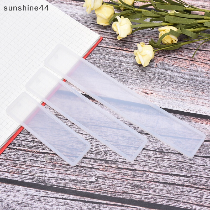 Sunshine 3Pcs Persegi Panjang Bookmark UV Cetakan Silikon Epoxy Resin Mold DIY Kerajinan Membuat ID