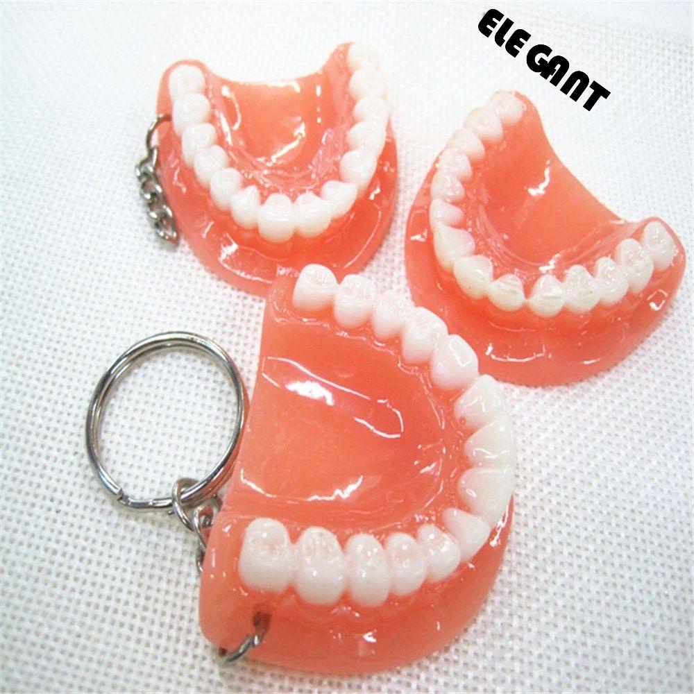 [Elegan] Gantungan Kunci Gigi Aksesoris Gigi Kreatif Simulasi Resin Bentuk Gigi Gigi Gigi Palsu Key Chain