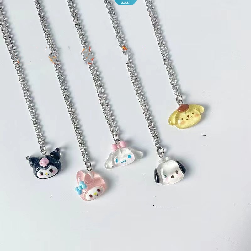 Kreatif Sanrio Cinnamoroll Pom Pom Purin Pochacco Kalung Kristal Gadis Manis Kalung Kuromi Melodyku Kalung Hadiah Hari Valentine [ZK]