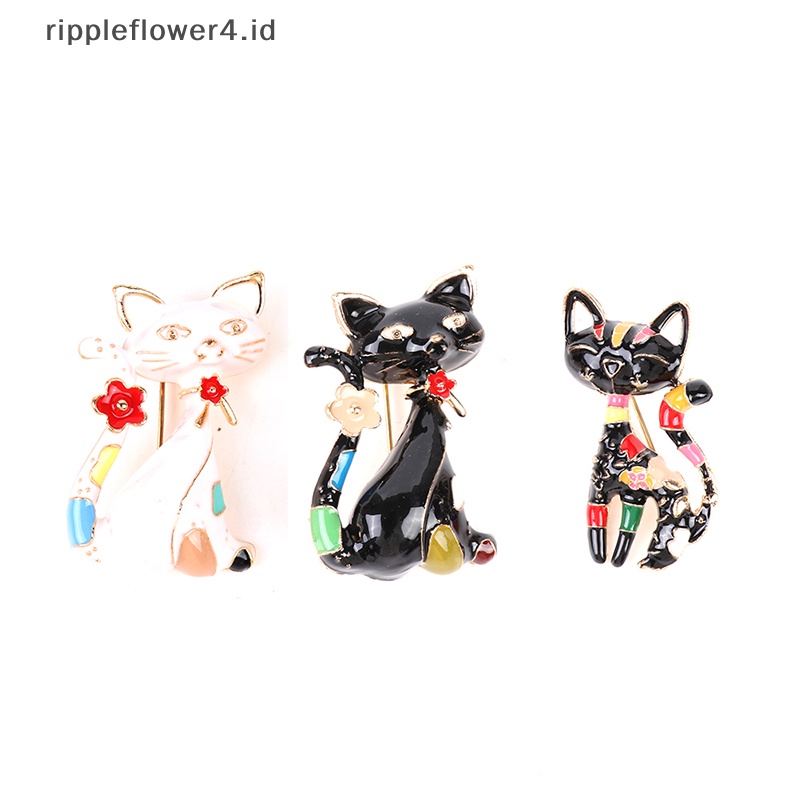 {rippleflower4.id} Bros Kucing Cat Enamel Lucu Unisex Wanita Pria Brooch Pin Perhiasan Desain Hewan~