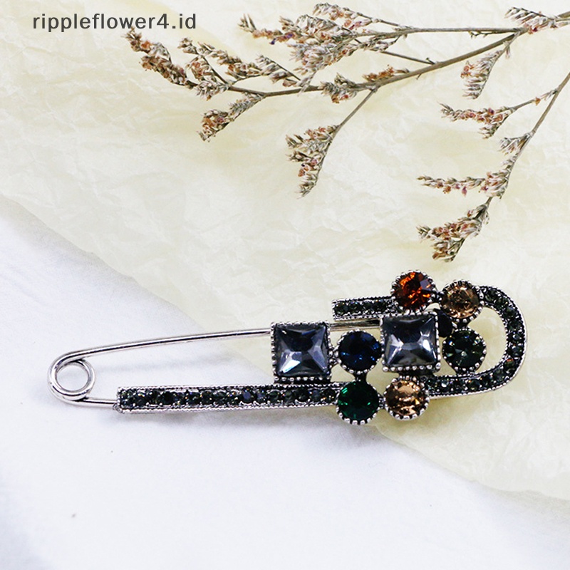 {rippleflower4.id} Crytsal Bros Pin Aman Untuk Wanita Vintage Besar Desain Musim Semi Bros Hadiah~