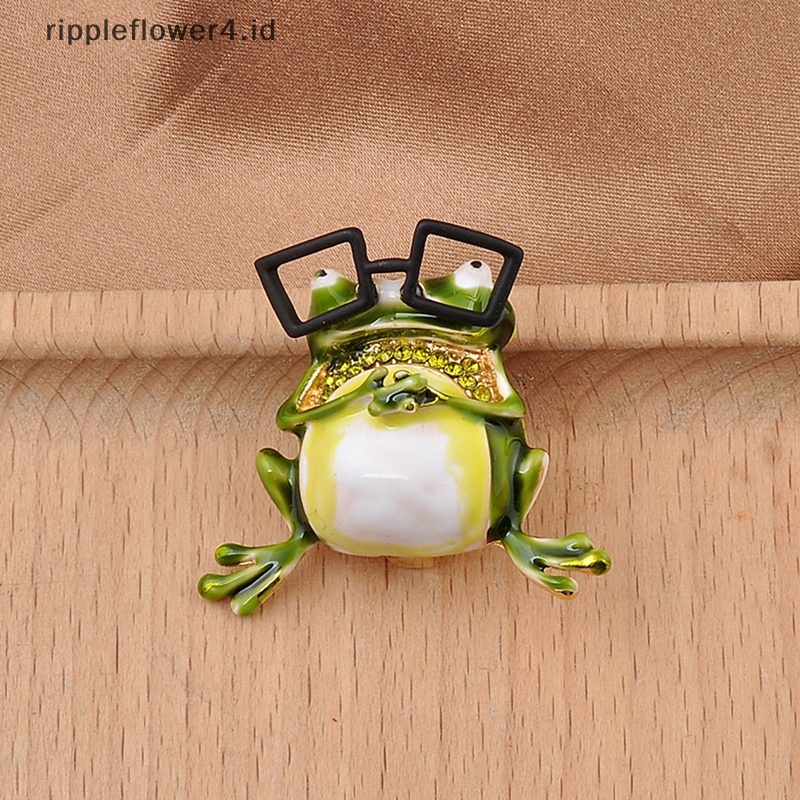 {rippleflower4.id} Fashion Vintage Lucu Kacamata Kodok Bros Dekorasi Logam Bros Syal Sweater Setelan Pin Up Gesper Hewan Bros Peniti Kerah Perhiasan Pin~