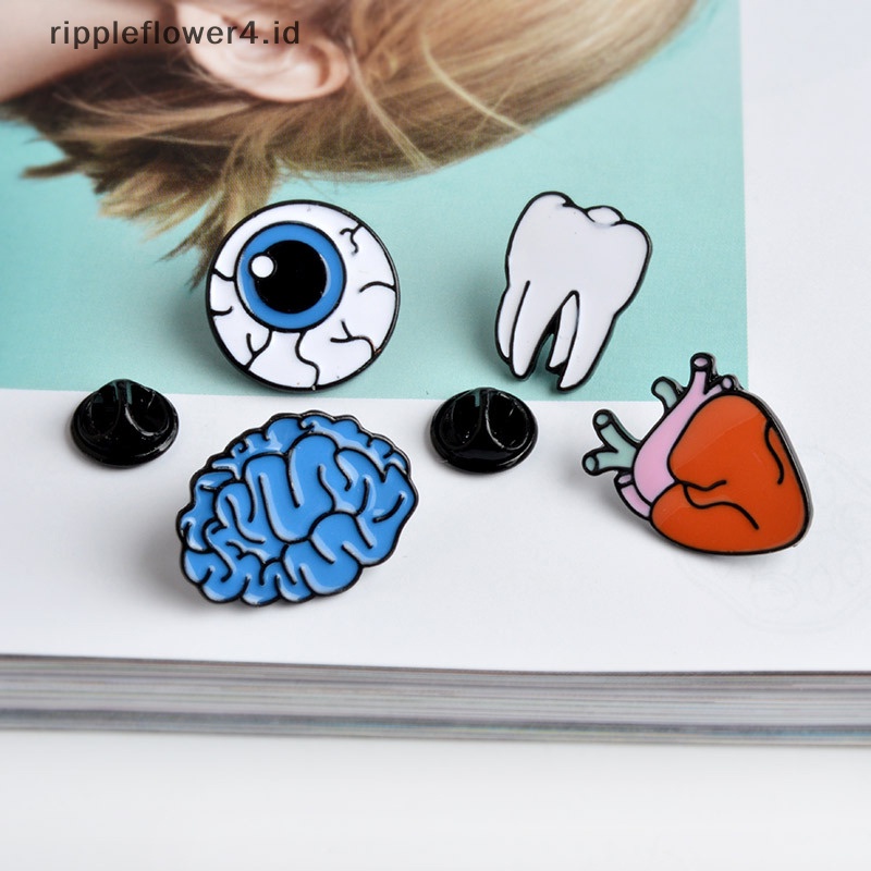 {rippleflower4.id} Warna Drop Oil Organ Manusia Bros Korsase Otak /Mata /Teeth/Heart Brooch Aksesoris~