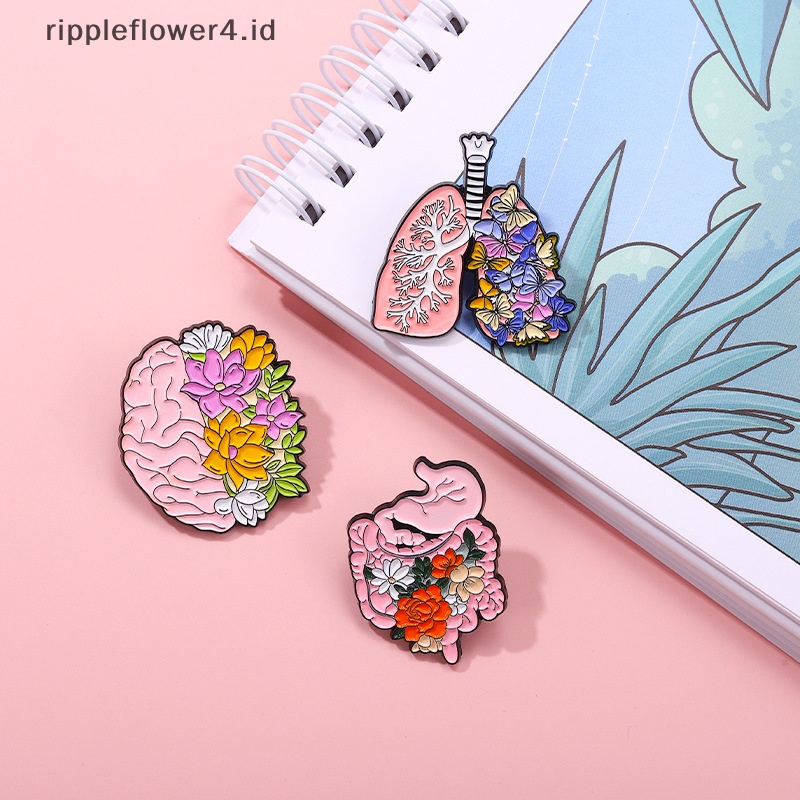 {rippleflower4.id} Kreatif Organs Bunga Enamel Pin Tubuh Internal Jantung Otak Paru-Paru Bros Pin Lucu Bros Kerah Lencana Perhiasan Untuk Wanita Perempuan~