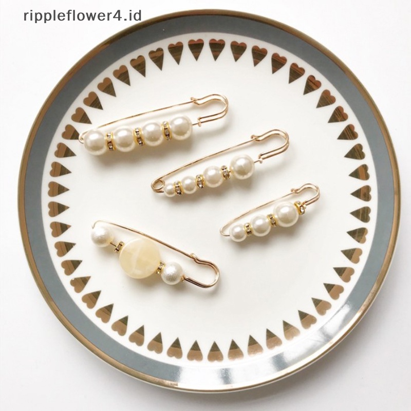 {rippleflower4.id} Bros Pin 1PC Liontin Mutiara Berlian Imitasisimple Brooch Pin DIY Fashion Perhiasan~
