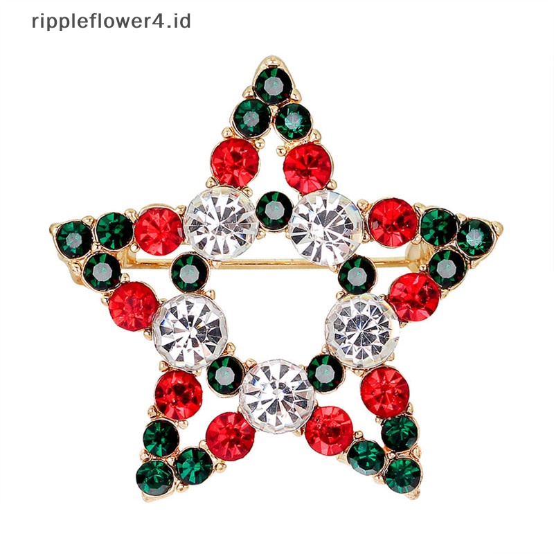 {rippleflower4.id} 1x Hot Fashion Bintang Kristal Berlian Imitasi Snowman Natal Bros Pin Hadiah Xmas~