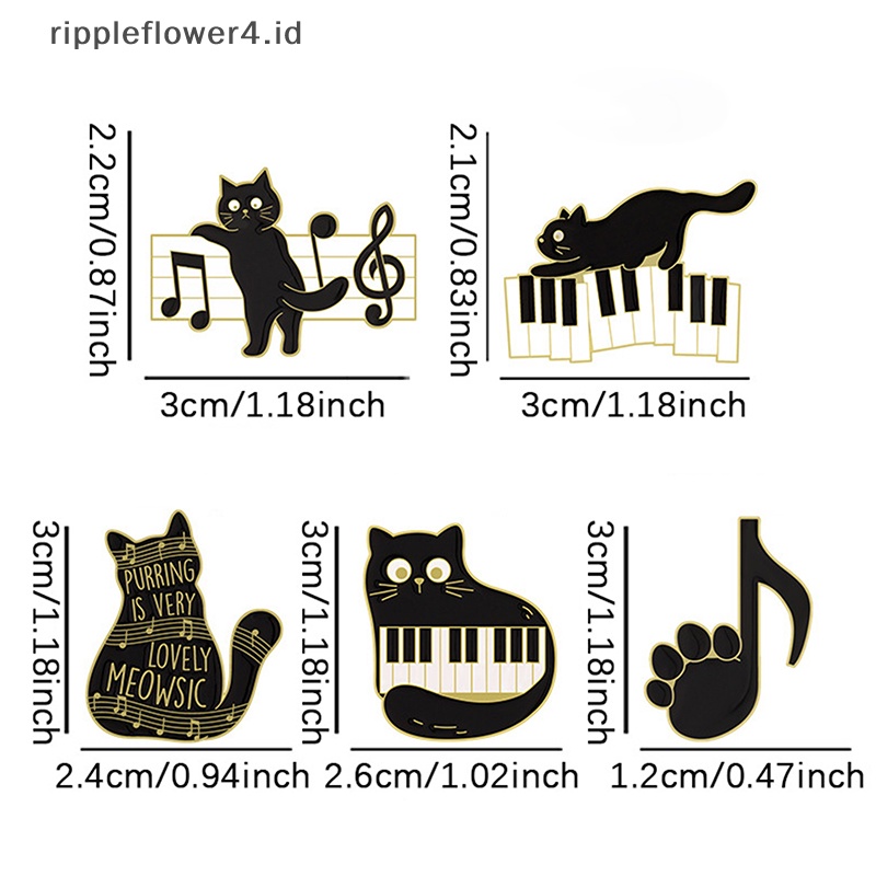 {rippleflower4.id} Kartun Kucing Bermain Piano Bros Simbol Musik Kucing Bros Aksesoris Pakaian Ransel Paduan Bros Lencana Enamel Kerah Pin~