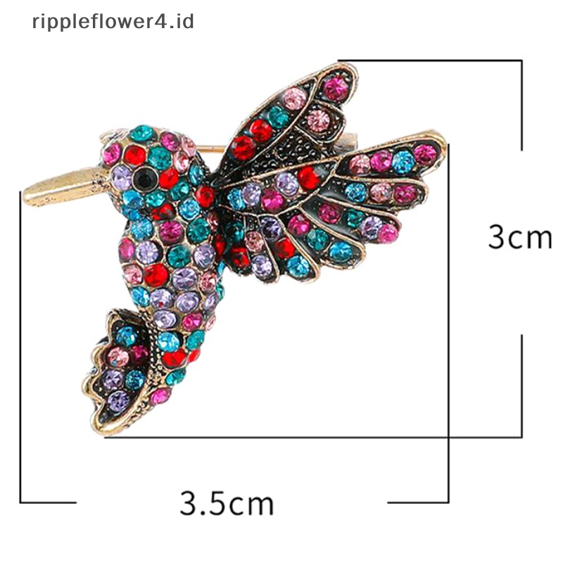 {rippleflower4.id} Fashion Wanita Hewan Berlian Imitasi Burung Bros Untuk Wanita Hummingbird Lapel Pin Pakaian Aksesoris Perhiasan Pesta~