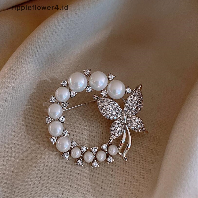 {rippleflower4.id} Bros Kupu-Kupu Capung Mutiara Baru Untuk Wanita Lingkaran Elegan Trendy~