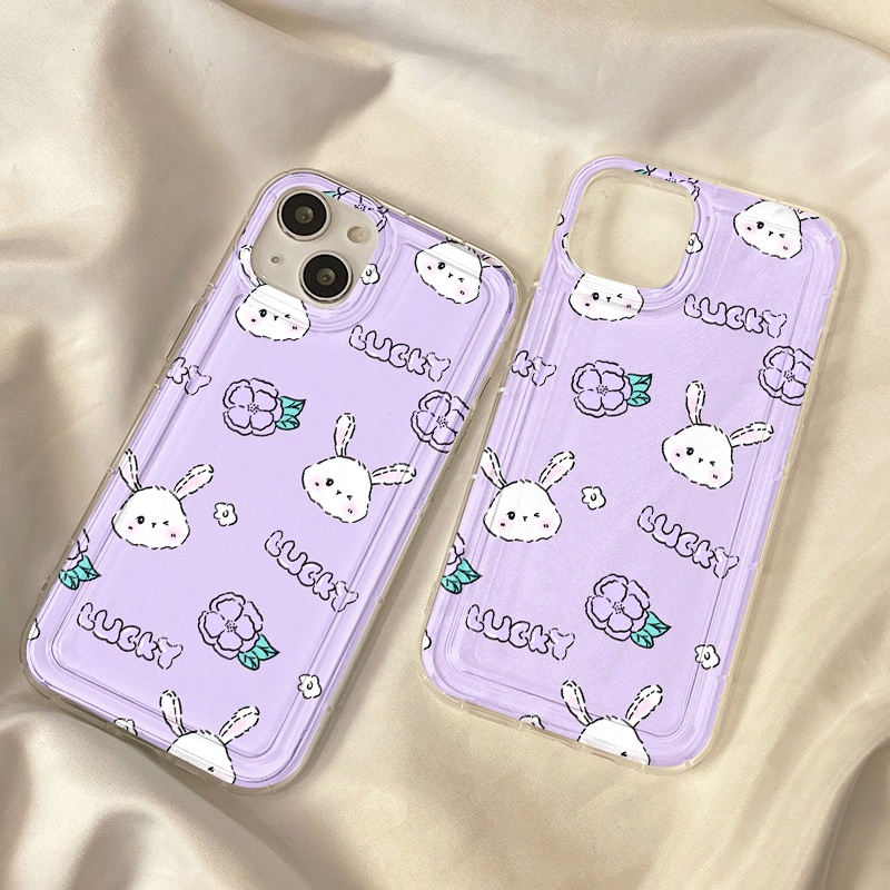 Lucky Bunny Case Untuk Oppo A5S A7 A12 A12S A11K A16 A16K A16E A16S A54S A3S A5 A8 A9 A9X A11 A11X A57 A57E A57S A17 A17K A74 A76 A77 A77S A94 A95 A96 Airbag Shockproof Cover