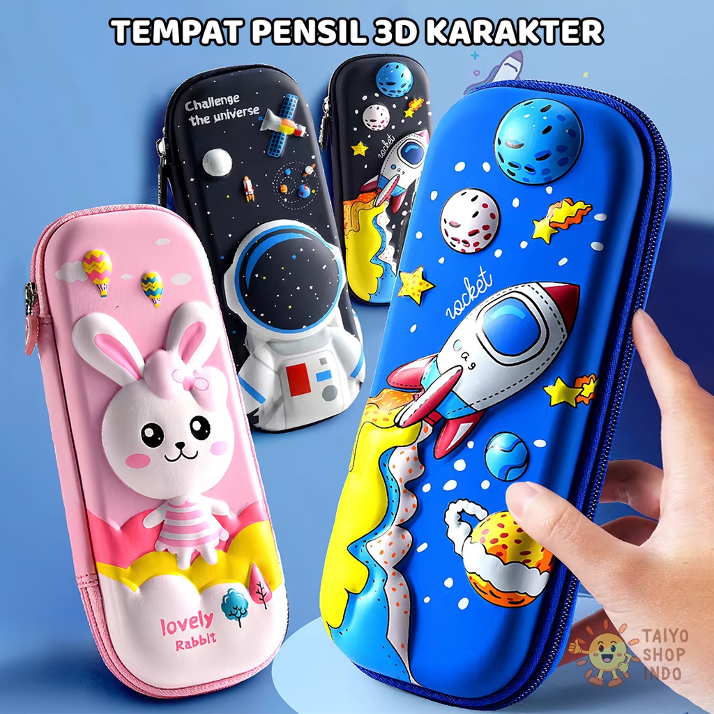 

TAIYO Tempat Pensil Anak 3D Karakter Kotak Pensil Sekolah Gambar Timbul EVA Anti Air Pencil Case