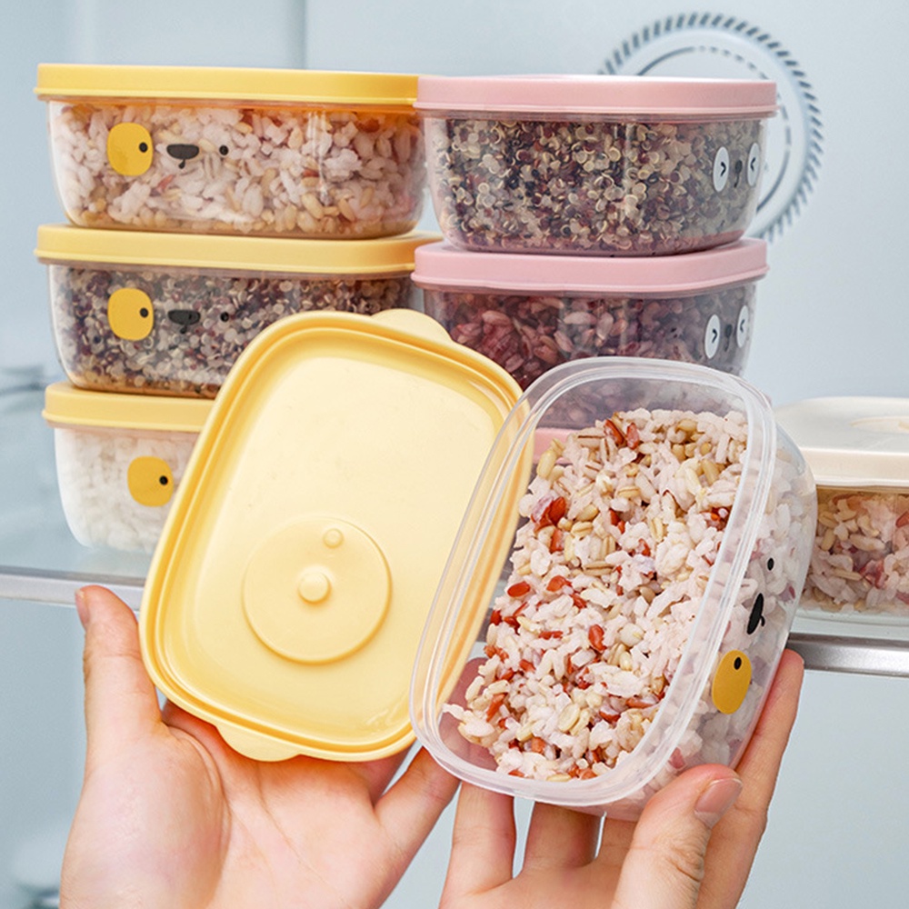 Kartun Lucu Kulkas Portabel Mini Makanan Segar-keeping Box/Food Grade Kemasan Beras Kuantitas Kotak Makan Siang/Frozen Heated Microwave Oven Sayur Buah Bento Penyimpanan