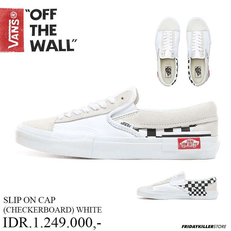 SEPATU VANS OFF THE WALL | SLIP ON CAP WHITE