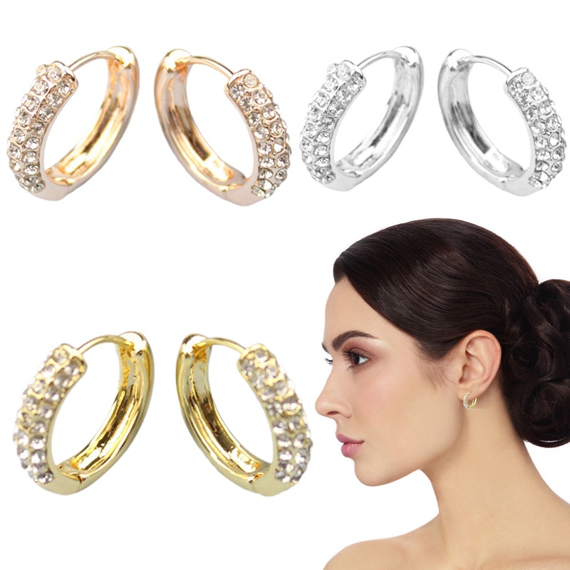 Cubic Zircon Hoop Earrings Untuk Wanita Pria Huggie Cartilage Cuff Bulat Lingkaran Anting Pernikahan Perhiasan Aksesori