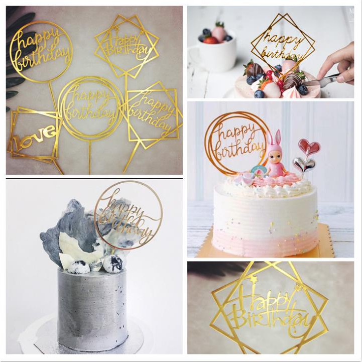 𝘈𝘉𝘎✰ Tusukan Kue Ulang Tahun Topper Ucapan Birthday Acara Pesta Cake Toper Dekorasi Ultah V02 1302