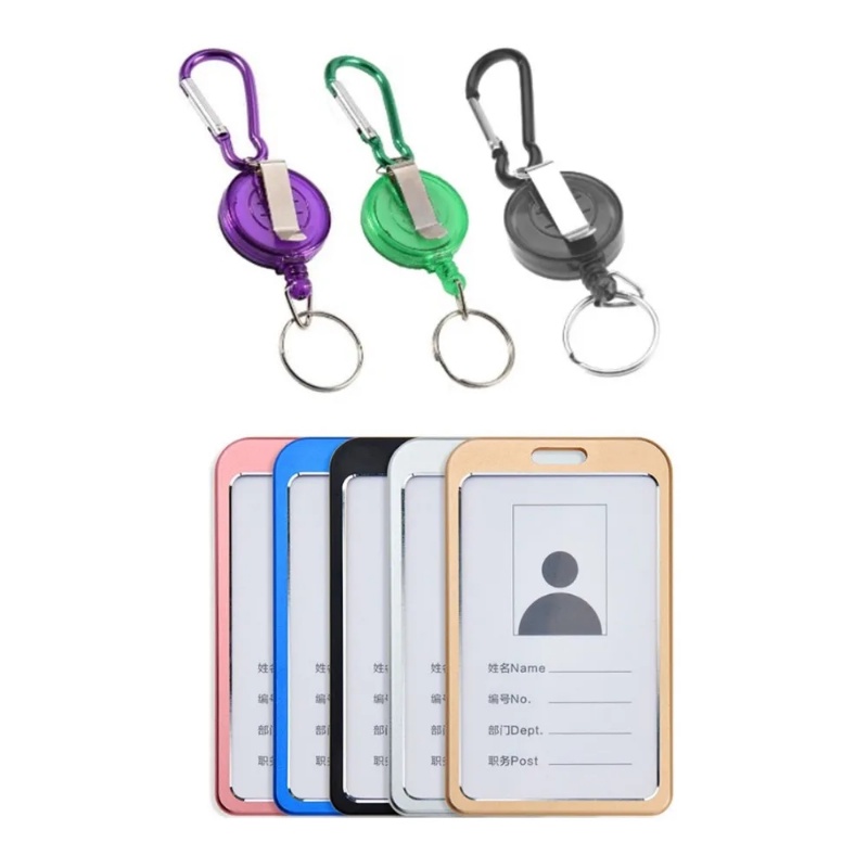 Card Key Ring Retractable Plastic Card Ring Belt Gantungan Kunci Warna Baru Gantungan Kunci Warna Simple Key Fob Perlengkapan Luar Ruangan Gesper Peregangan