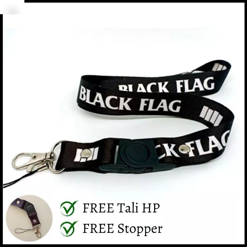 

Tali Lanyard Band Black Flag / Custom Lanyard Tali Gantungan Kunci HP POD ID Card