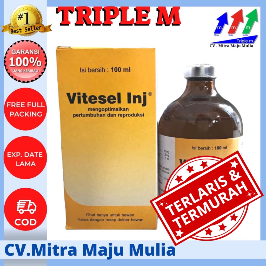 VITESEL 100 ml - Vitamin E Selenium Untuk Reproduksi Kekebalan Hewan