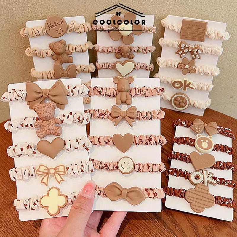 COD❤️5pcs/1 set Karet rambut bulu Ikat Rambut Korea Anak Ikat Rambut Elastis- cl