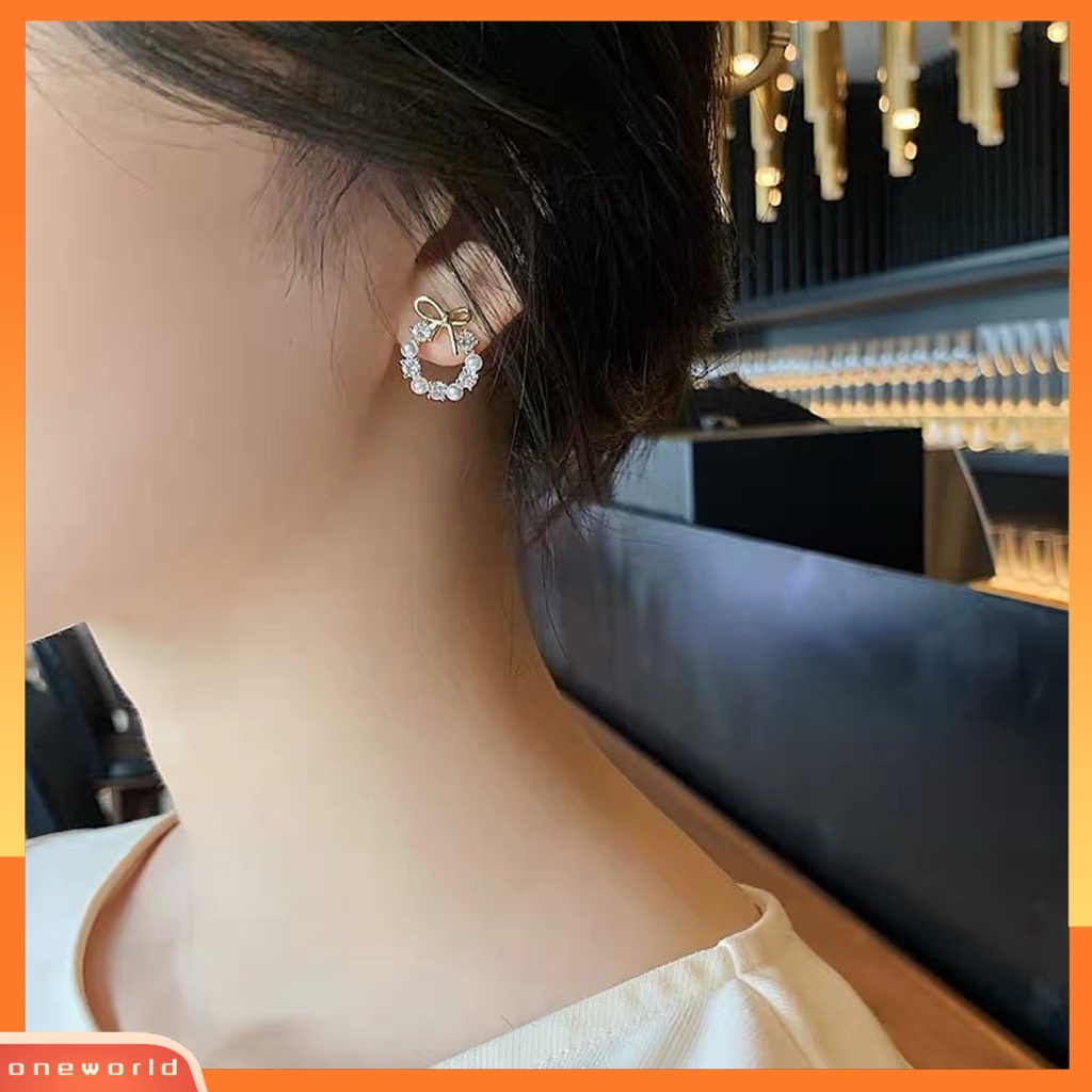 [WOD] 1pasang Ear Studs Elegan Eye-catching Halus Semua Pertandingan Dekorasi Wanita Tidak Teratur Mutiara Imitasi Berlian Imitasi Mengkilap Anting Stud Untuk Pakaian Sehari-Hari