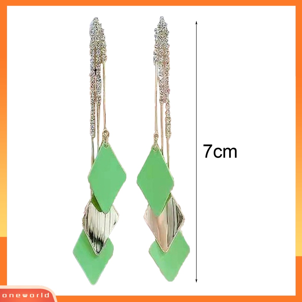 [WOD] 1pasang Anting Wanita Menjuntai Rumbai Berlian Imitasi Geometris Anggun Drop Earrings Untuk Hadiah