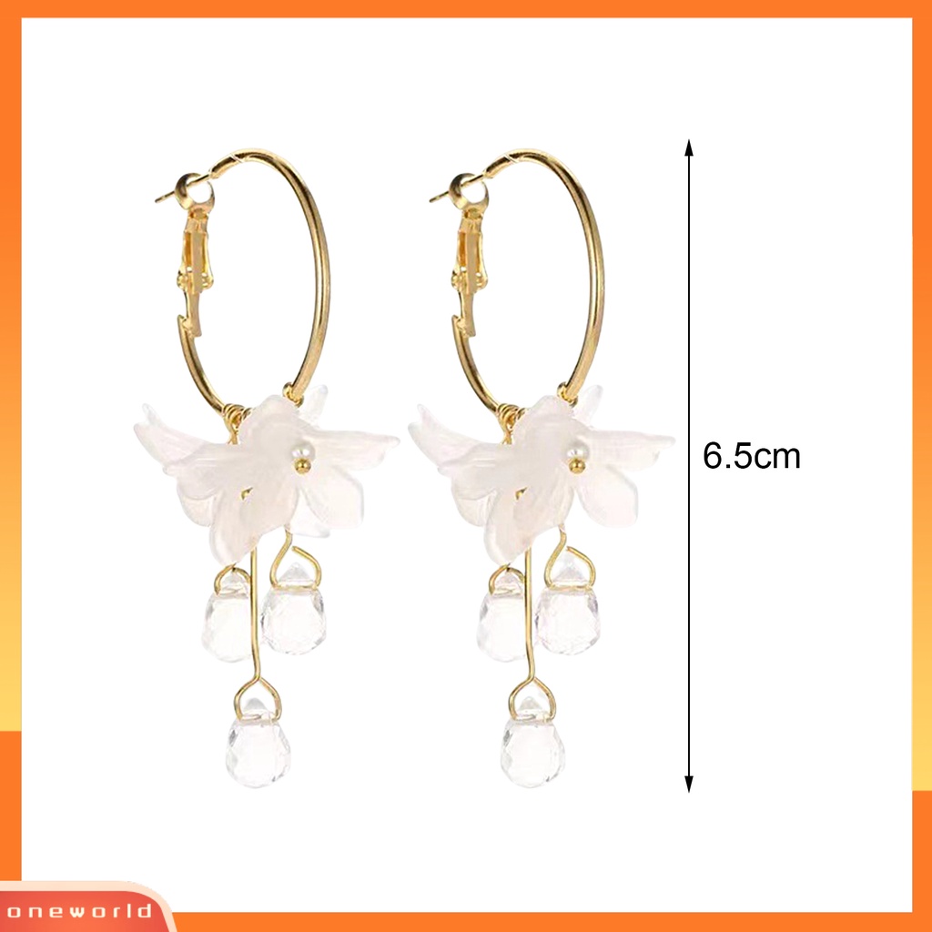 [WOD] 1pasang Wanita Anting Berlian Imitasi Bunga Liontin Romantis Lingkaran Besar Hypoallergenic Hiasan Telinga Aksesori Fashion Drop Menjuntai Anting Untuk Pacaran