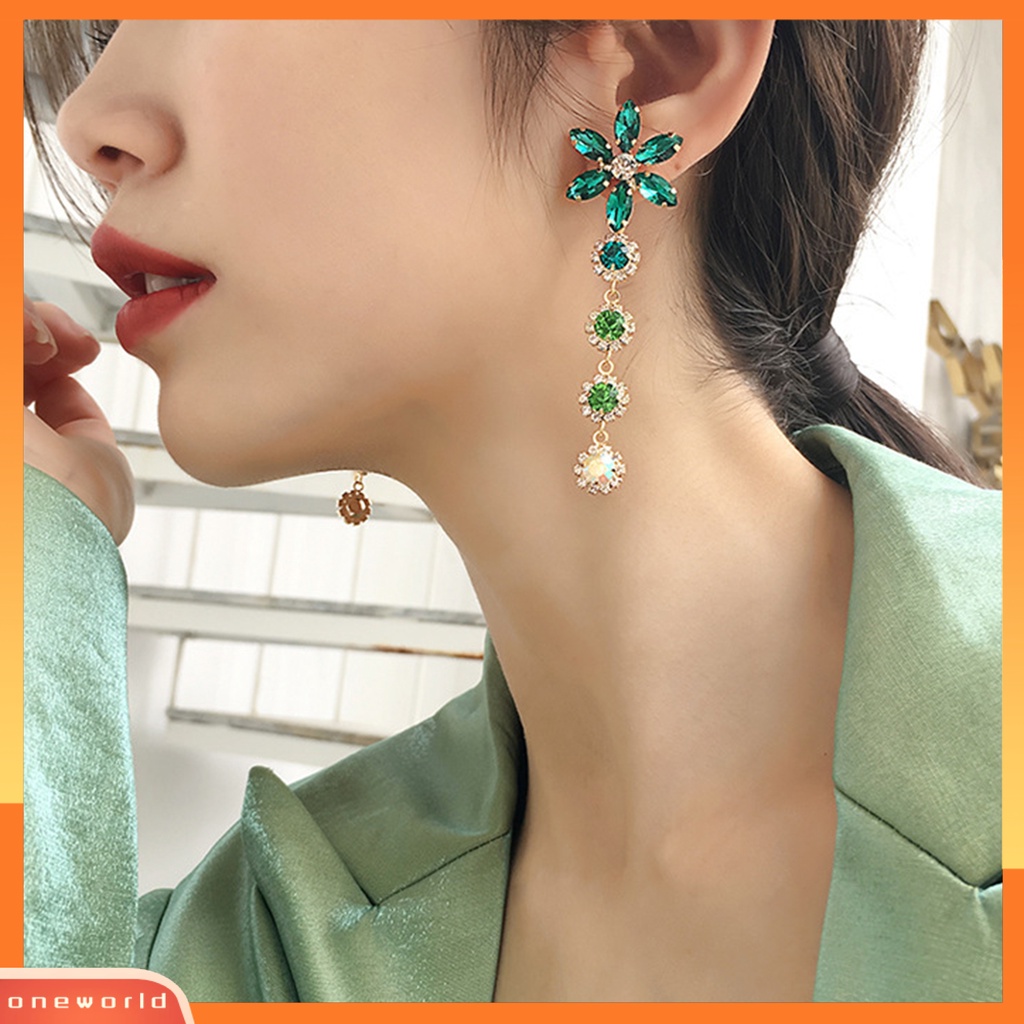 [WOD] 1pasang Anting Drop Bentuk Bunga Shiny Indah Tahan Korupsi Lady Earrings Untuk Hadiah