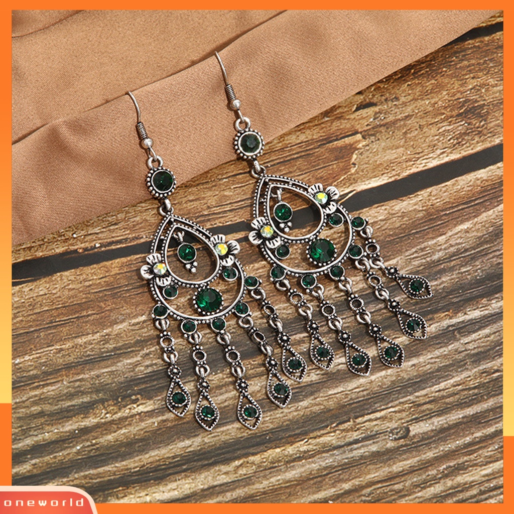 [WOD] 1pasang Anting Menjuntai Klasik Hias All-match Anting Bohemian Vintage Multilayer Berlian Imitasi Gaya Etnik Untuk Pacaran