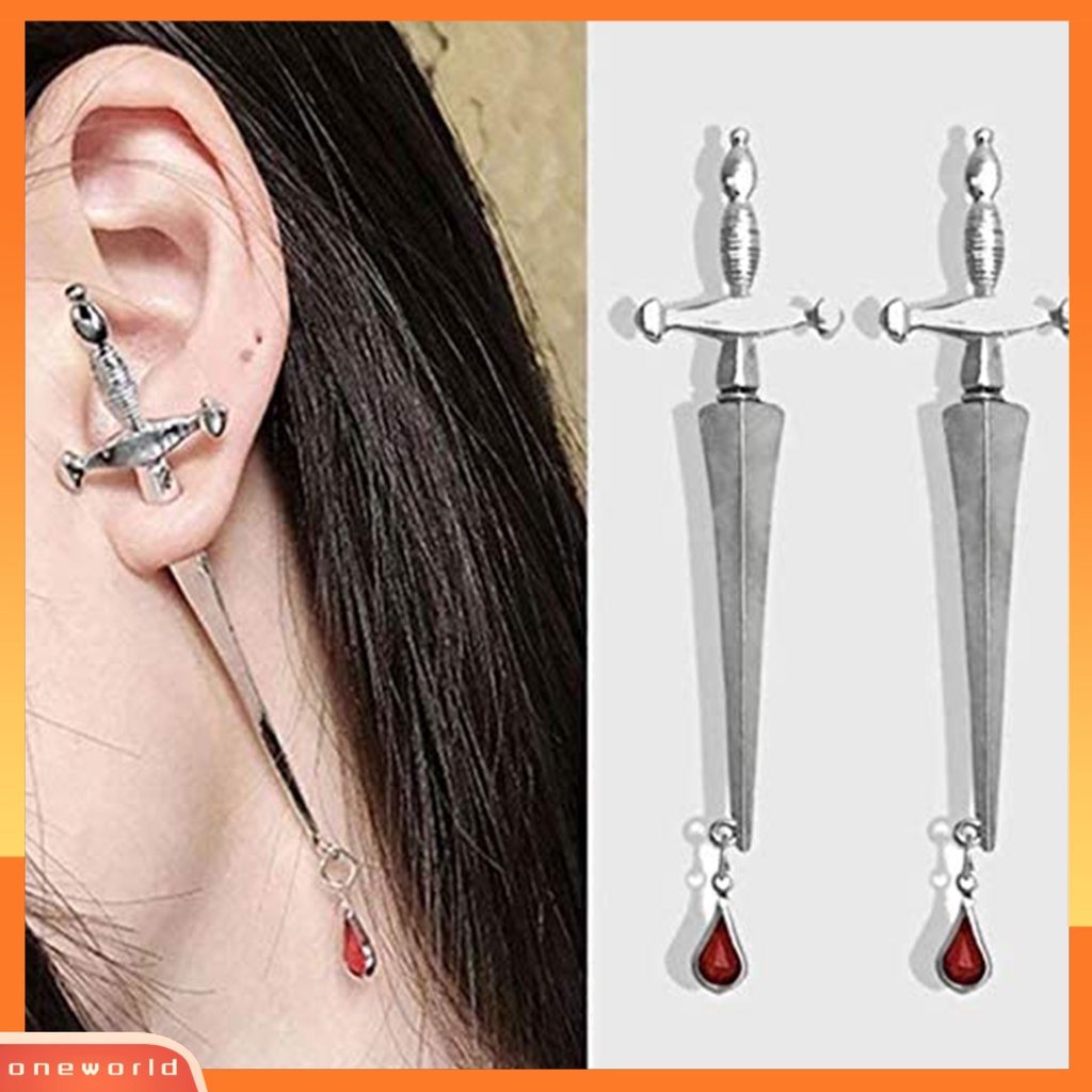 [WOD] Wanita Simulasi Darah Tersumpah Dagger Eardrops Personalized Stud Earrings Hadiah