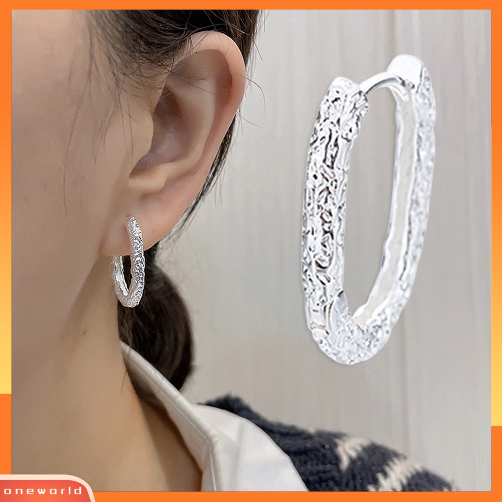 [WOD] 1pc Anting Hoop Wanita Motif Batu Lingkaran Perhiasan Gaya Korea Earring Untuk Pesta Pernikahan Perjamuan Prom