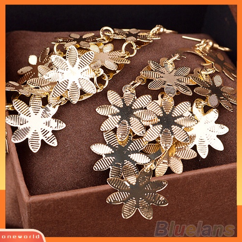 [WOD] Wanita Vintage Alloy Multi-Layer Snowflakes Menjuntai Hook Chic Anting Perhiasan